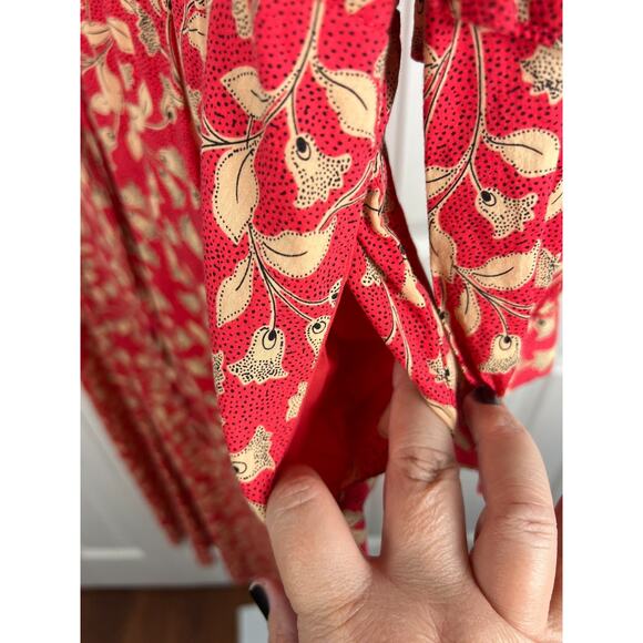 Who What Wear Women's XL Red Floral Ruffled Prairie Maxi Dress Bohemian Fall - Picture 4 of 8